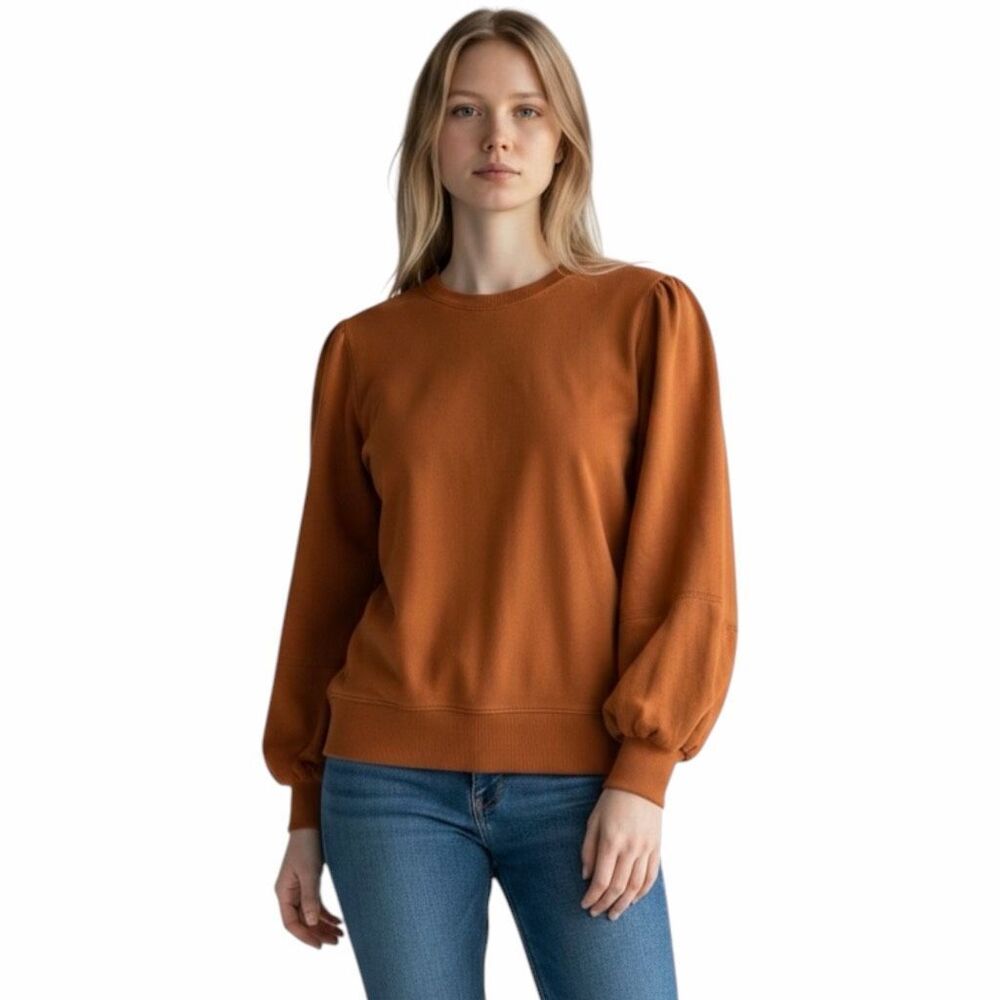 BY ANTHROPOLOGIE Women’s Rust Orange Long Sleeve Puff Sleeve Sweatshirt Medium